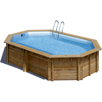 GRE Massivholzpool-Set 'Sunbay' 335 x 535 x 117 cm mit Sandfilter und Edelstahlleiter, Holzleiter