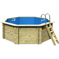 Karibu Massivholzpool-Set 'Maui 1' 350 x 350 x 124 cm mit Edelstahlleiter und Filteranlage