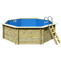 Karibu Massivholzpool-Set 'Maui 2' 420 x 420 x 124 cm mit Edelstahlleiter und Filteranlage