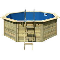 Karibu Massivholzpool-Set 'Paia 1' 347 x 347 x 121 cm mit Innenhülle blau, Filteranlage