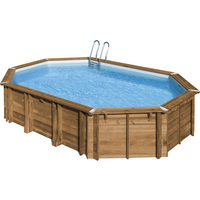 GRE Massivholzpool-Set 'Avocado' 656 x 456 x 131 cm mit Leiter und Sandfilter