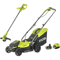 Ryobi Akku-Rasenmäher-Set 'OLM1833LT23A-140' mit Akku-Rasentrimmer, Akku und Ladegerät 18 V 4 Ah