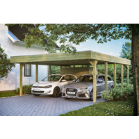SKAN HOLZ Doppelcarport 'Friesland' 557 x 708 cm KDI imprägniert Set 4 m. Abstellraum