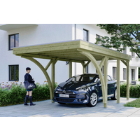 SKAN HOLZ Einzelcarport 'Friesland' 314 x 555 cm KDI imprägniert Set 6 mit 2 Einfahrtsbögen