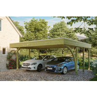 SKAN HOLZ Doppelcarport 'Friesland' 557 x 555 cm KDI imprägniert Set 7 mit 1 Einfahrtsbogen