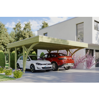 SKAN HOLZ Doppelcarport 'Friesland' 557 x 555 cm KDI imprägniert Set 8 mit 2 Einfahrtsbögen