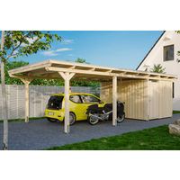 SKAN HOLZ Einzelcarport 'Emsland' 404 x 846 cm unbehandelt m. Abstellraum