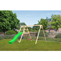 Akubi Doppelschaukel 'Felix' Rutsche rot, Klettergerüst, 308 x 213 cm