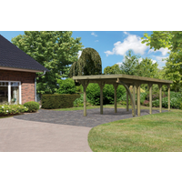 Karibu Einzelcarport 'Carlos 3' Kiefer PVC-Dach mit einem Einfahrtsbogen 860 x 318 x 234 cm