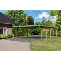 Karibu Doppelcarport 'Carlos 3' Kiefer PVC-Dach 860 x 598 x 237 cm