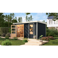 Karibu Metall-Holzgartenhaus 'Antaris C' Fichtenholz anthrazit Metall weiß 400,5 x 209 x 213,5 cm