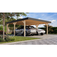 Karibu Doppelcarport 'Elmo 1' Leimholz naturbelassen 558 x 246,5 x 576,5 cm