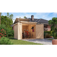 Karibu Fahrradgarage-Set 'Bike 3' Fichtenholz naturbelassen mit Solarkit 162,5 x 167 x 216,5 cm