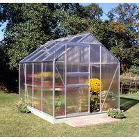 Halls Gewächshaus 'Popular 86' 193 x 257 cm mit 4 mm Doppelstegplatten aluminiumfarben