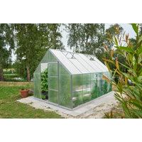 Halls Gewächshaus 'Universal 128' 257 x 384 cm mit 6 mm Doppelstegplatten aluminiumfarben