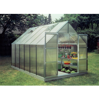 Halls Gewächshaus 'Magnum 128' 257 x 384 cm mit 6 mm Doppelstegplatten aluminiumfarben