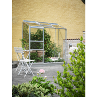 Halls Anlehngewächshaus 'Altan 3' 132 x 69 cm mit 3 mm Blankglas aluminiumfarben