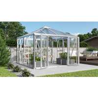 Vitavia Gewächshaus 'Fortuna 1000' 314,4 x 314,4 cm mit 3 mm Sicherheitsglas/10 mm Hohlkammerplatten aluminiumfarben