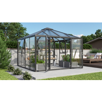 Vitavia Gewächshaus 'Fortuna 1000' 314,4 x 314,4 cm mit 3 mm Sicherheitsglas/10 mm Hohlkammerplatten schwarz