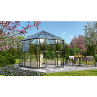 Vitavia Gewächshaus 'Galaxis 9000' 383 x 336 cm mit 3 mm Sicherheitsglas/6 mm Hohlkammerplatten schwarz