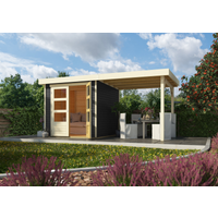 Karibu Gartenhaus-Set 'Raskola 2' Fichtenholz terragrau 211 x 433 x 217 cm