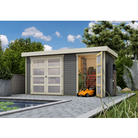 Karibu Gartenhaus 'Tühlentrup 1' Fichtenholz terragrau 211 x 404 x 217 cm