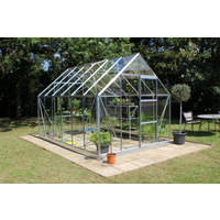Halls Gewächshaus 'Universal 128' 257 x 384 cm mit 3 mm Sicherheitsglas aluminiumfarben