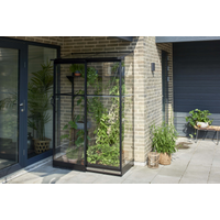 Halls Anlehngewächshaus 'Qube Lean-to 24' 65 x 127 cm mit 3 mm Sicherheitsglas schwarz