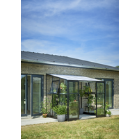 Halls Anlehngewächshaus 'Qube Lean-to 68' 188 x 251 cm mit 3 mm Sicherheitsglas schwarz