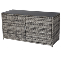 Kissenbox 'Thea' perlgrau Polyrattan Glasplatte 160 x 83 x 62 cm