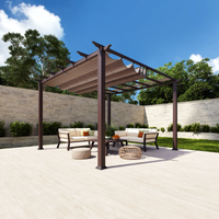 Paragon-Outdoor Pergola 'Florida 11 x 11' Aluminium cocoa braun mit Sonnensegel 350 x 350 x 235 cm