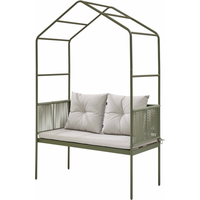 Bank 'Greta' grün/beige 118 x 55 x 178 cm mit Dach