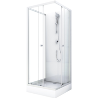 Aurlane Komplettdusche 'White Wave' mit Schiebetür silber 80 x 80 cm