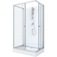Aurlane Komplettdusche 'White Wave' mit Schiebetür silber 80 x 110 cm