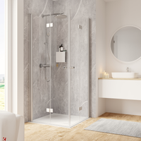 Schulte Drehfalttür als Eckeinstieg 'Garant 2.0' Alu-Naturfarben für Duschwanneneinbaumaß 980 - 1000 mm