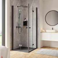 Schulte Drehfalttür als Eckeinstieg 'Garant 2.0' Mattschwarz für Duschwanneneinbaumaß 980 - 1000 mm