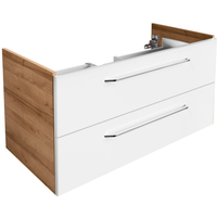 Fackelmann Waschbeckenunterschrank 'Milano' weiß, braun glänzend 100 x 49,5 x 48 cm
