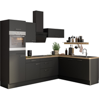OPTIFIT Winkelküche mit E-Geräten 'OPTIkoncept Ingvar420' anthrazit matt 270 cm