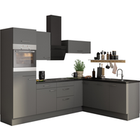 OPTIFIT Winkelküche mit E-Geräten 'OPTIkoncept Mats825' grau 270 cm