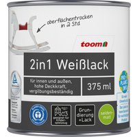 toom 2in1 Weißlack seidenmatt 375 ml