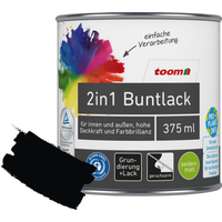 toom 2in1 Buntlack 'Mitternacht' tiefschwarz seidenmatt 375 ml