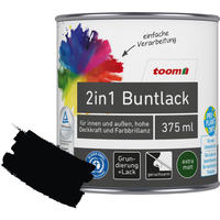 toom 2in1 Buntlack 'Mitternacht' tiefschwarz matt 375 ml
