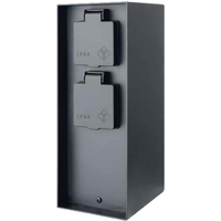 toom Steckdosensäule mit Zeitschaltuhr Edelstahl schwarz 2-fach