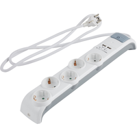Steckdosenleiste 5-fach mit 2 USB Ladeports und Ein-/Ausschalter weiß