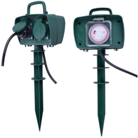 Gartensteckdose 2-fach mit Zeitschaltuhr grün