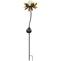 toom LED-Solar-Dekoleuchte 'Blume' gelb-metallic mit Glaskugel 76 cm