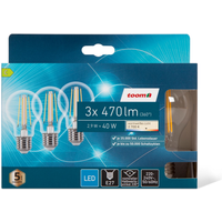 toom LED-Tropfenlampe klar warmweiß E27 40 W 470 lm, 3er-Pack