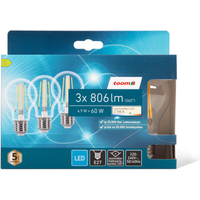 toom LED-Tropfenlampe klar warmweiß E27 60 W 806 lm, 3er-Pack