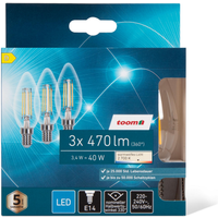 toom LED-Kerzenlampe klar warmweiß E14 40 W 470 lm, 3er-Pack