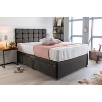 Luxury Charcoal Suede Divan Bed Set